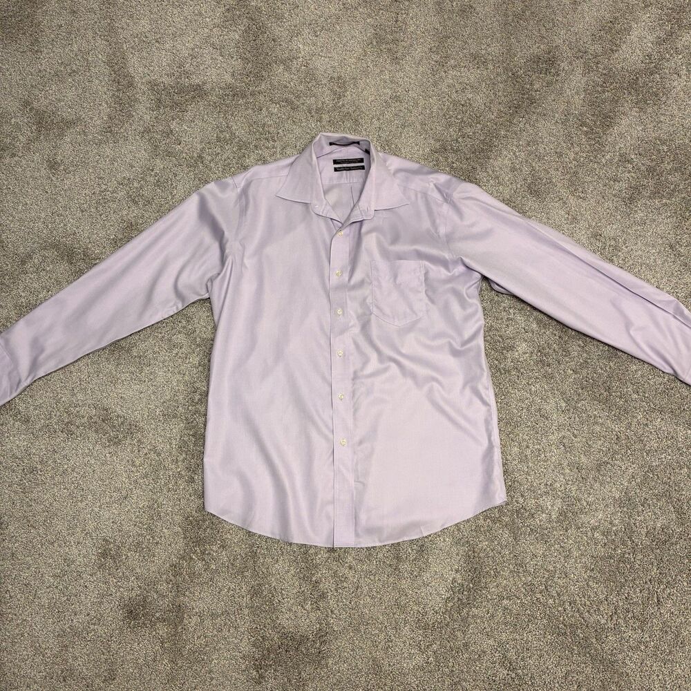 Forsyth of Canada Button Down Shirt Mens 16.5 34/35 Purple Wrinkle Free Cotton
